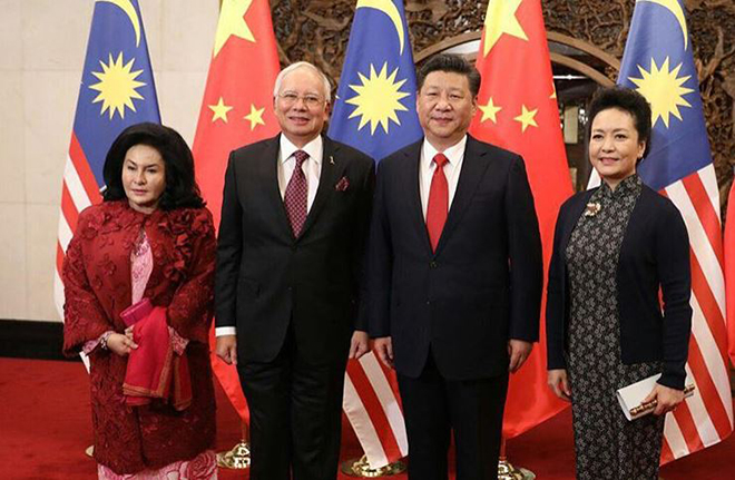 写真）マレーシアのナジブ大統領と中国の習近平国家主席（2016年11月）