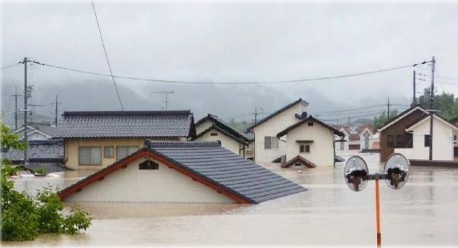 写真）　岡山県倉敷市真備地区 （広範囲な浸水箇所）