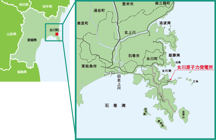 図）女川原子力発電所の位置