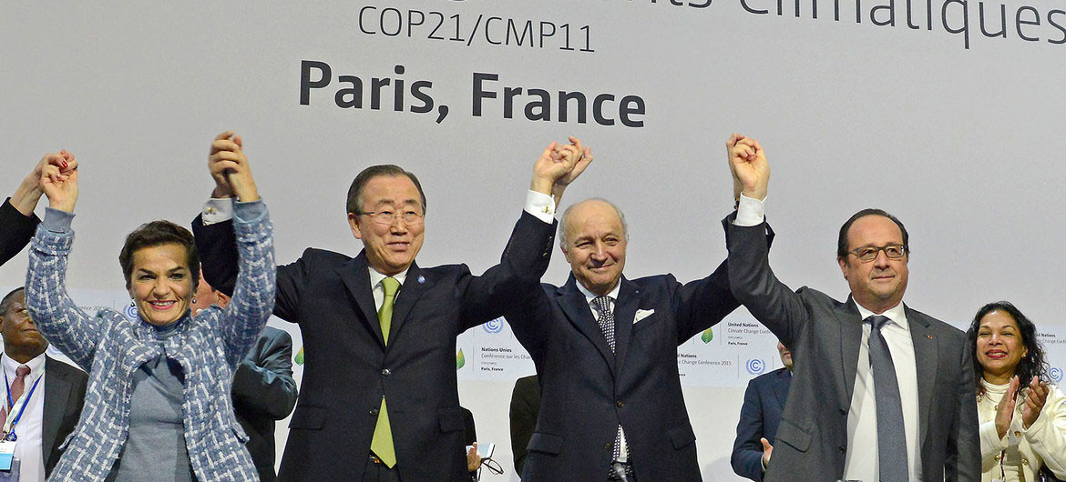写真）2015年12月フランス・パリで開催されたCOP21（国連気候変動枠組条約第21回締約国会議）