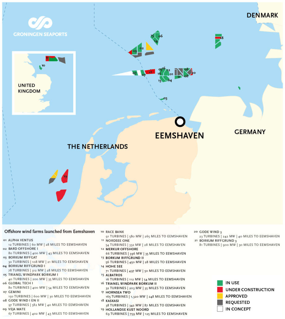 図）エムスファーフェン沖の洋上風力発電所