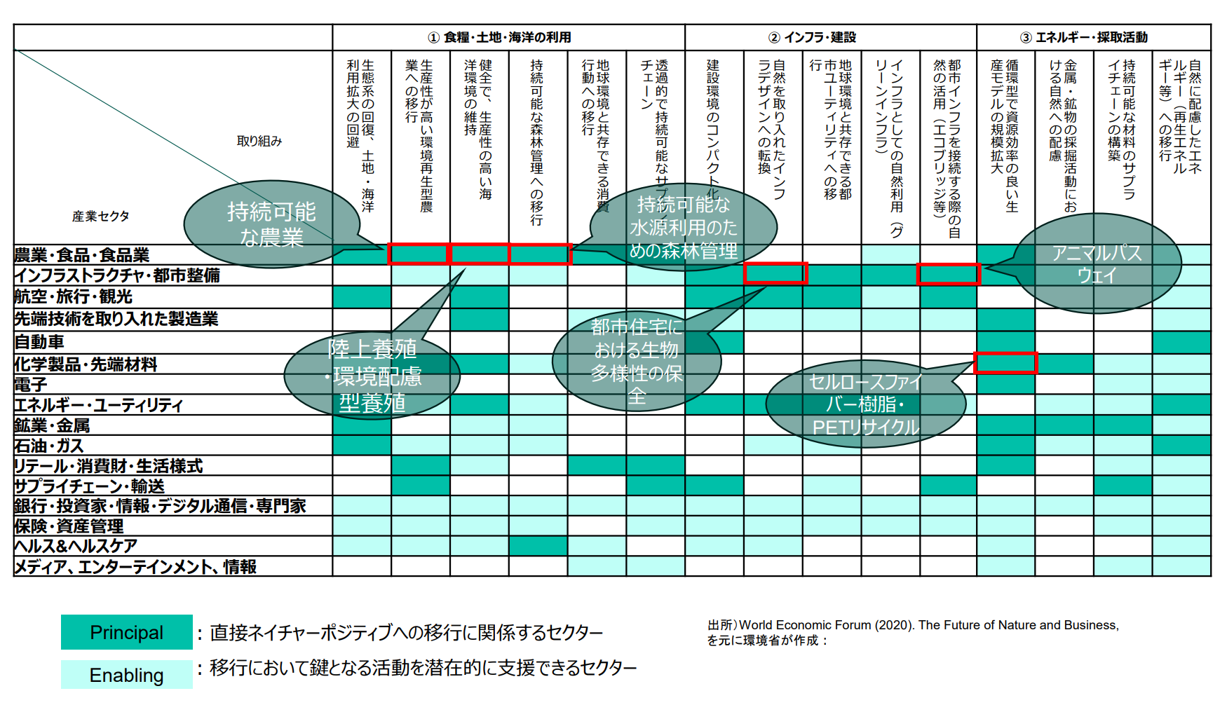 表）ネイチャーポジティブ経済への移行が生み出す新たなビジネスチャンスの例