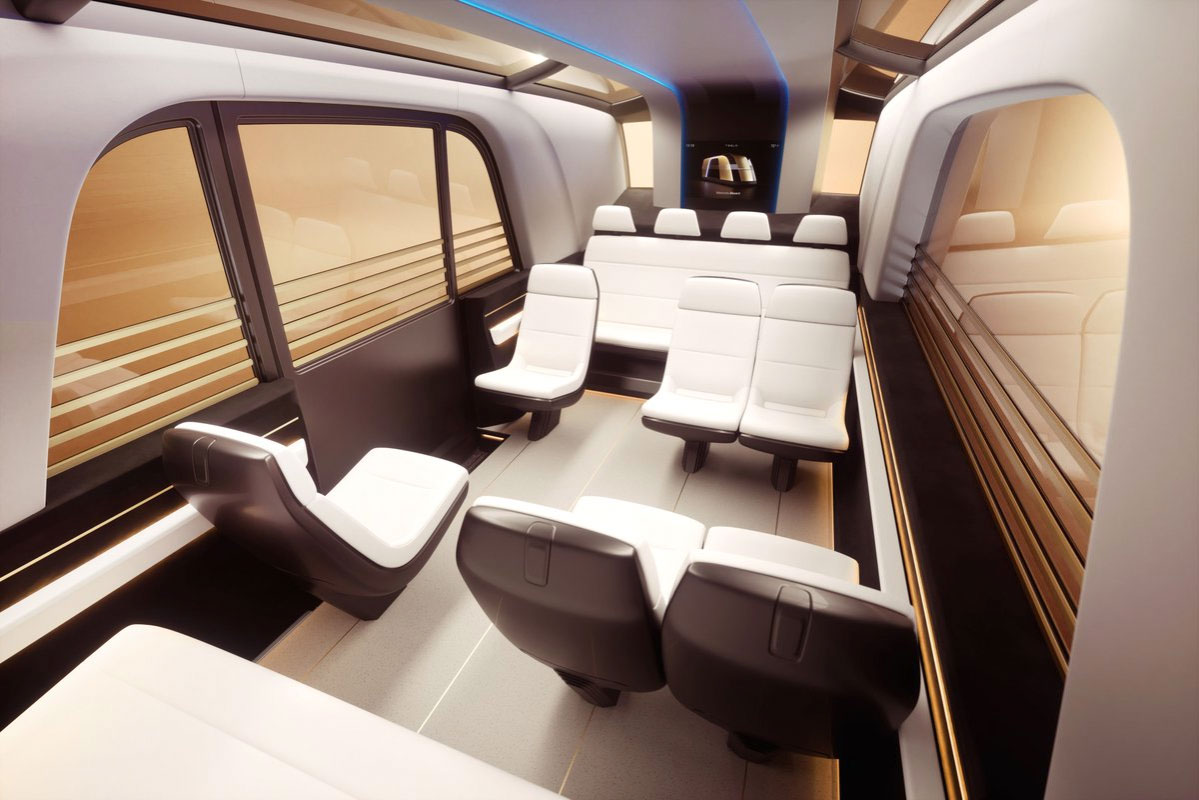 写真）Tesla Robovan　エクステリア（上）とインテリア（下）