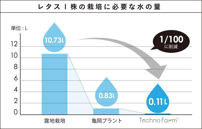 図）レタス１株の栽培に必要な水の量