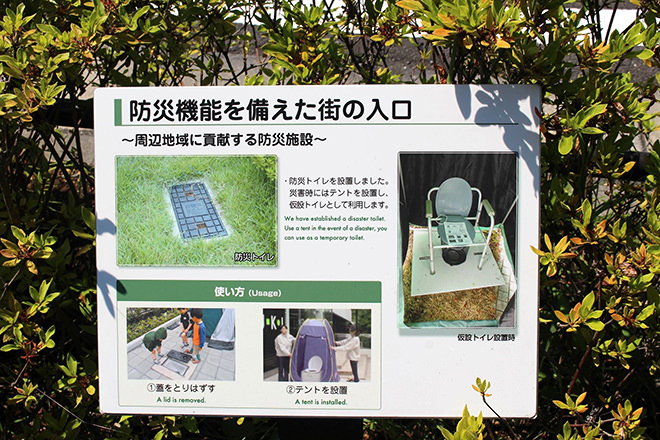 写真）公共スペースに設置された災害用トイレの使い方パネル